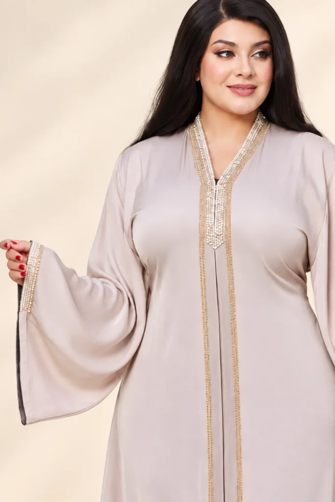 عباية بيج بحواف ذهبية — 08 — تفاصيل
